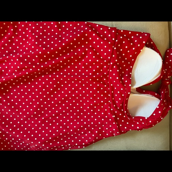 Cute halter red and white polka dot bathing suit. - Picture 2 of 4